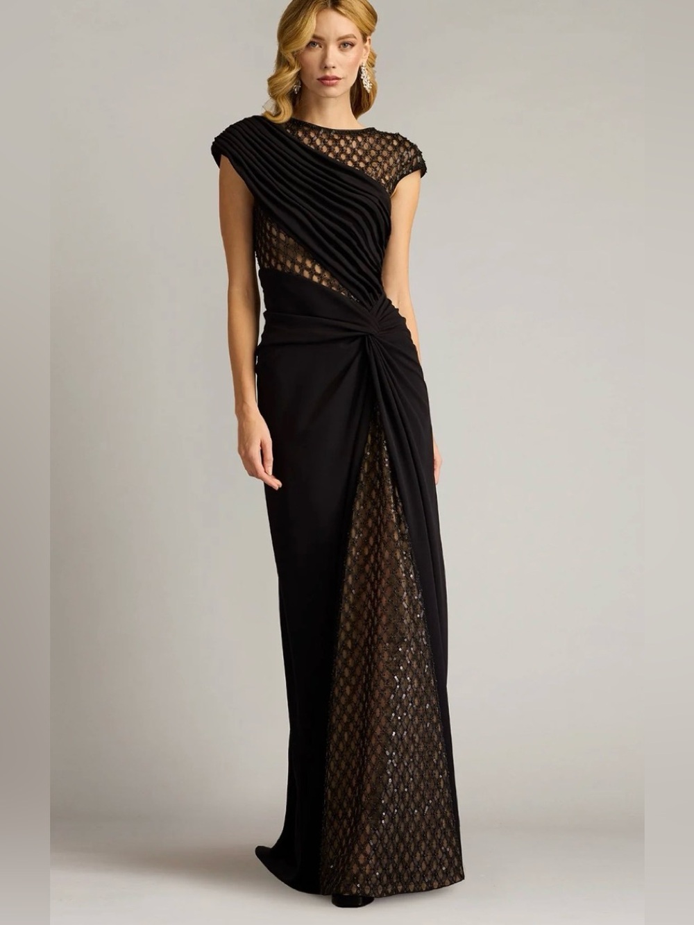 Tadashi Shoji Jetta Peek-A-Boo Illusion Gown